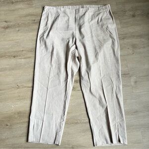 J. Jill Linen Stretch Pull on Ankle Length Cream Tan Pants SZ XL